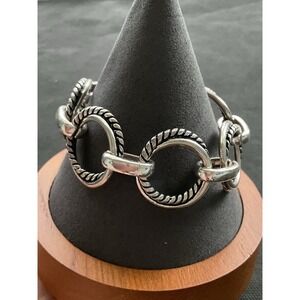 RLL Ralph Lauren Silver tone Toggle bar chain cable circle bracelet Estate jewel